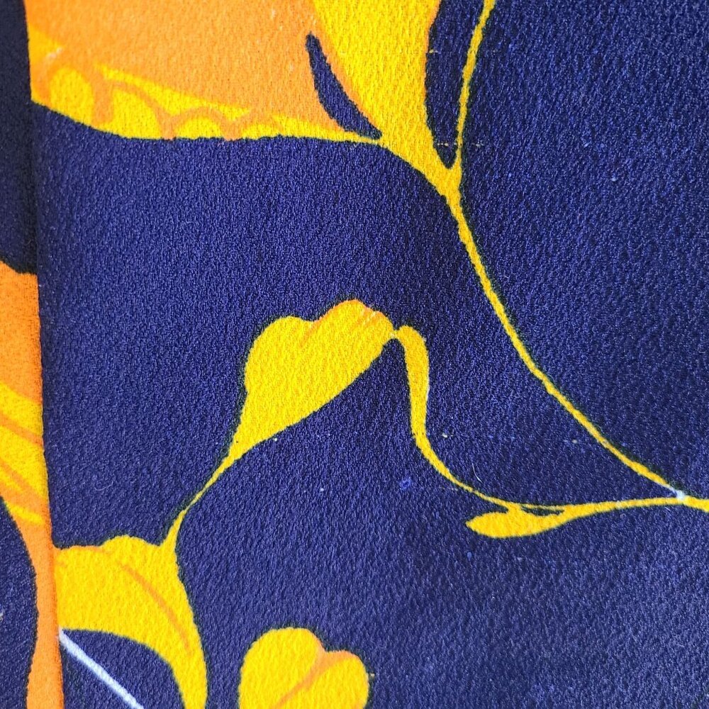 Vintage Floral Long Kaftan Dress Handmade Navy Yellow Green Abstract Print - Picture 8 of 16